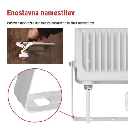 LED reflektor GLARO PIR 30 W, bel, IP54, 3000 lm, nevtralna bela