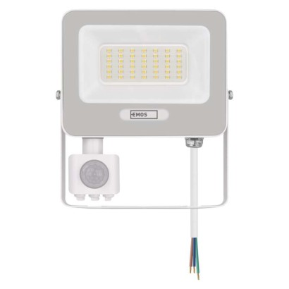 LED reflektor GLARO s pohybovým čidlem, 30 W, bílý, IP54, 3000 lm, neutrální bílá