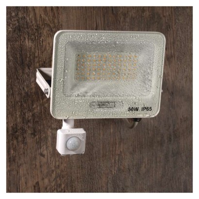 LED reflektor GLARO s pohybovým čidlem, 50 W, bílý, IP54, 5000 lm, neutrální bílá
