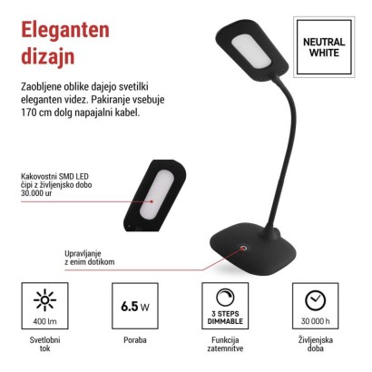 Namizna LED svetilka STELLA črna