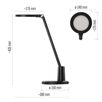 LED stolná lampa WESLEY, čierna