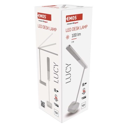 LED stolní lampa LUCY, nabíjecí, bílá