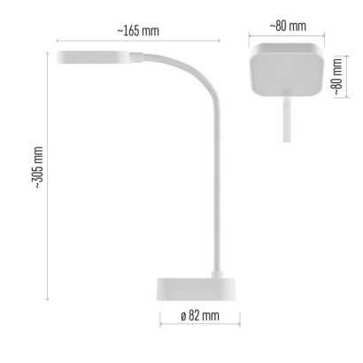 LED stolní lampa EMILY, nabíjecí, bílá