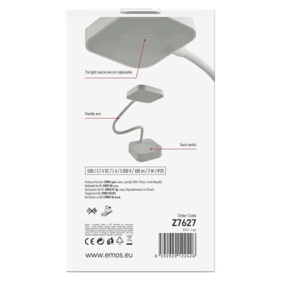 LED stolní lampa EMILY, nabíjecí, bílá