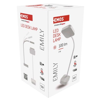 LED stolní lampa EMILY, nabíjecí, bílá