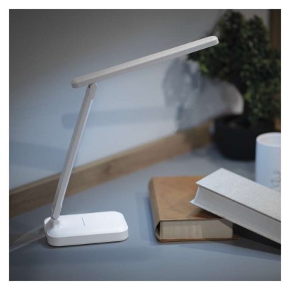 LED stolní lampa AMY, nabíjecí, bílá