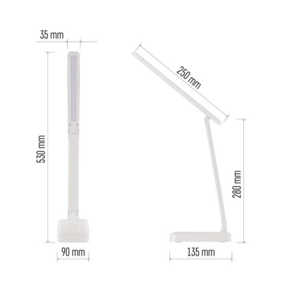 LED stolní lampa AMY, nabíjecí, bílá