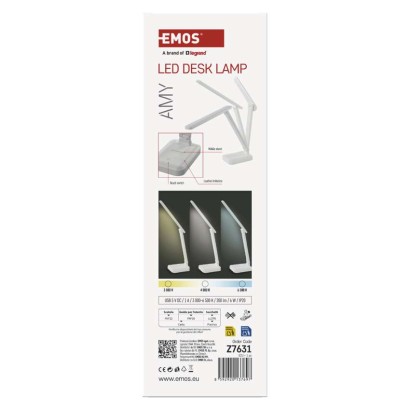 LED stolní lampa AMY, nabíjecí, bílá