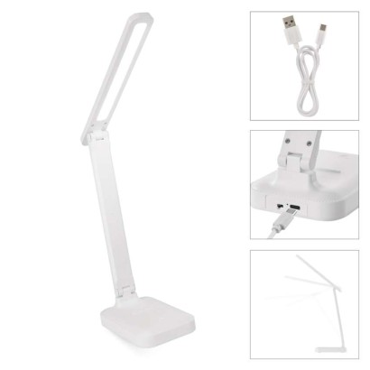 LED stolní lampa AMY, nabíjecí, bílá