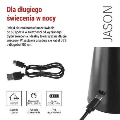 Lampa stołowa LED Garden JASON, ładowalna, CCT