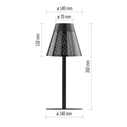 LED stolní lampa GRACE, nabíjecí, černá