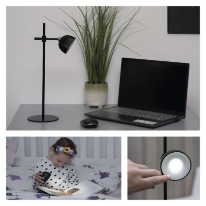 LED stolní lampa SOPHIE, nabíjecí, černá