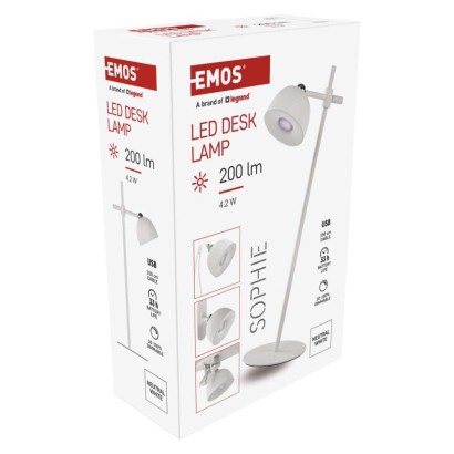LED stolní lampa SOPHIE, nabíjecí, bílá