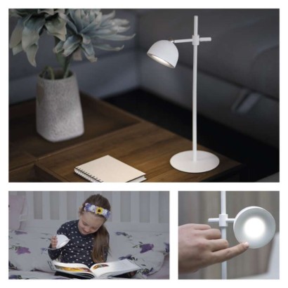 LED stolní lampa SOPHIE, nabíjecí, bílá