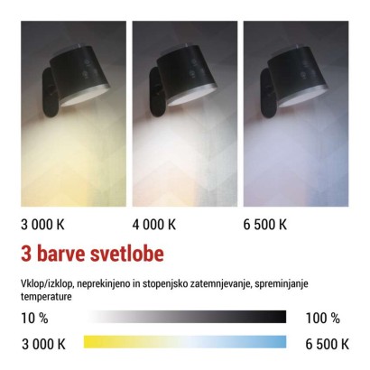 Namizna LED svetilka ABBIE, polnilna, črna
