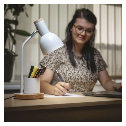 Stolní lampa POPPY na žárovku E27, bílá