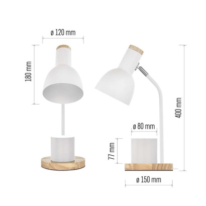 Stolní lampa POPPY na žárovku E27, bílá