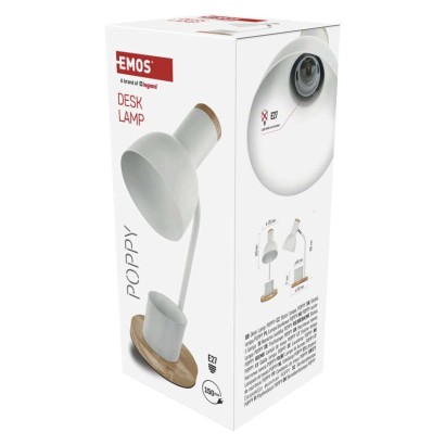 Stolní lampa POPPY na žárovku E27, bílá