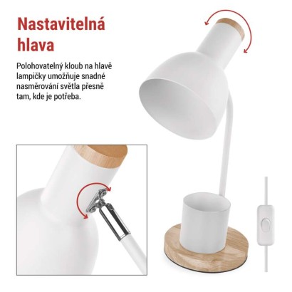 Stolní lampa POPPY na žárovku E27, bílá