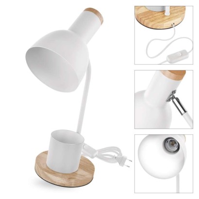 Stolní lampa POPPY na žárovku E27, bílá