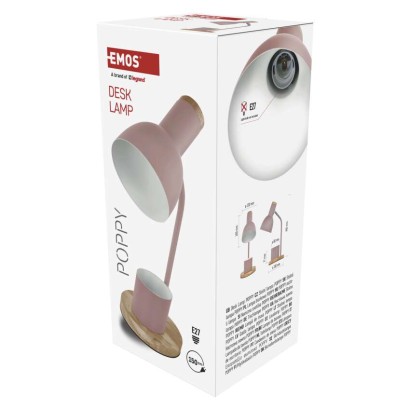 Laualamp POPPY, E27 lambipesaga, roosa