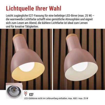 Schreibtischlampe POPPY, rosa