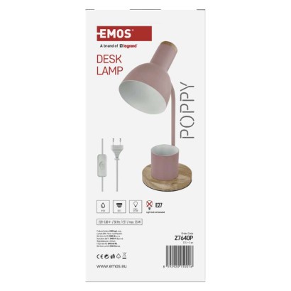 Laualamp POPPY, E27 lambipesaga, roosa