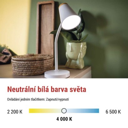 LED stolní lampa TARA, bílá