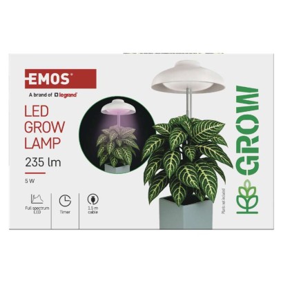 Lampa LED GROW do uprawy roślin 5 W, timer, biała