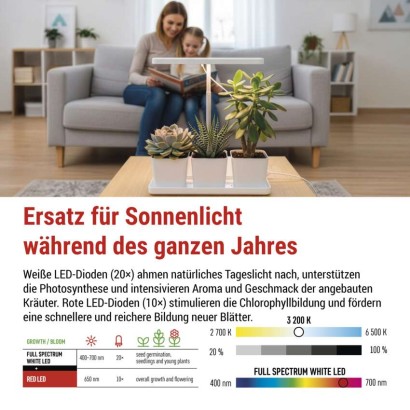 Pflanzenlampe LED Vollspektrum, 30 LEDs, für Innenräume, mit Zeitschaltuhr, dimmbar