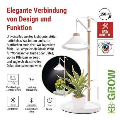 Pflanzenlampe LED Vollspektrum, 21 LEDs, für Innenräume, mit Zeitschaltuhr