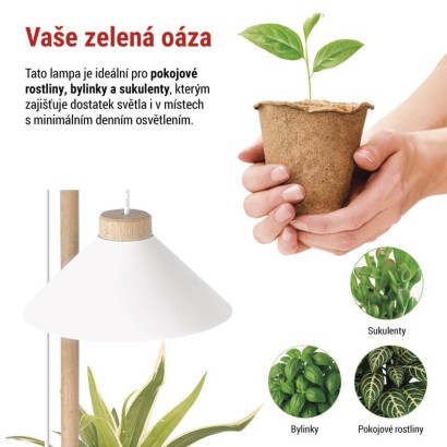 LED GROW pěstební lampa 7 W, časovač, bílá