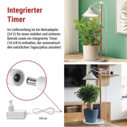 Pflanzenlampe LED Vollspektrum, 21 LEDs, für Innenräume, mit Zeitschaltuhr