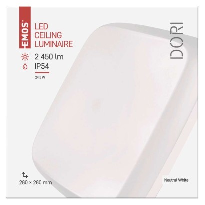 LED Deckenleuchte Dori, eckig, weiss 24W neutralweiss, IP54