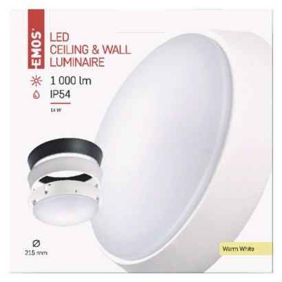 LED Deckenleuchte, rund, schwarz/weiss 14W warmweiss