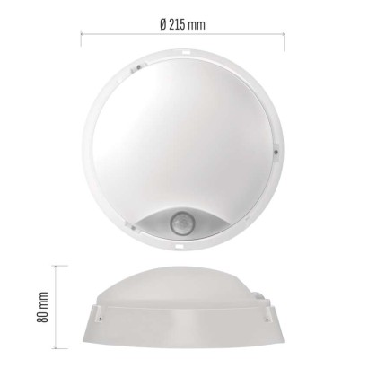 LED Deckenleuchte mit Bewegungsmelder, rund, schw./w. 14W WW