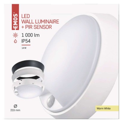 LED Deckenleuchte mit Bewegungsmelder, rund, schw./w. 14W WW
