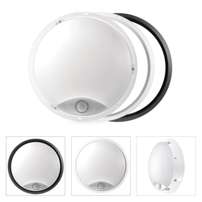 LED Deckenleuchte mit Bewegungsmelder, rund, schw./w. 14W WW