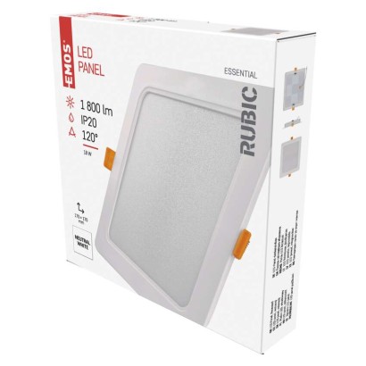 LED-Einbauleuchte RUBIC, quadratisch, weiß, 18W, neutralweiß