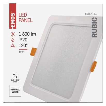 LED-Einbauleuchte RUBIC, quadratisch, weiß, 18W, neutralweiß