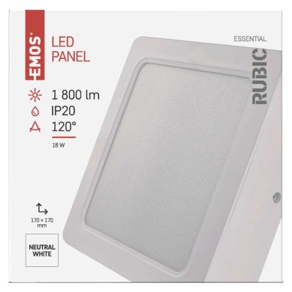 LED svítidlo RUBIC 17 x 17 cm, 18 W, neutrální bílá