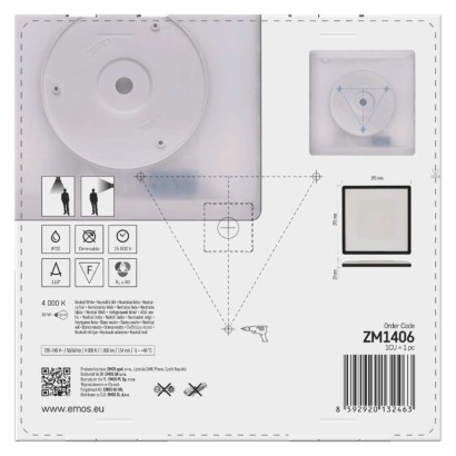 LED-Anbauleuchte FLORI quadrat, schwarz, 18W, neutralweiß