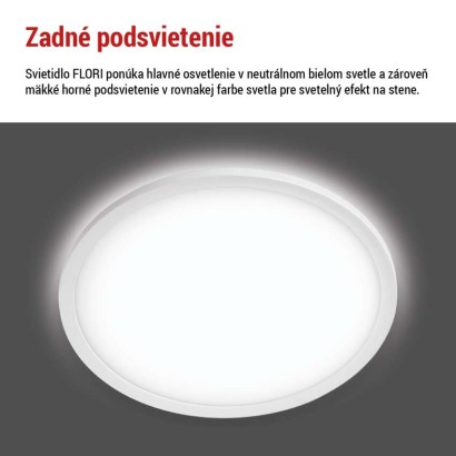 LED prisadené svietidlo FLORI okrúhle, biele, 22W, neutrálna biela