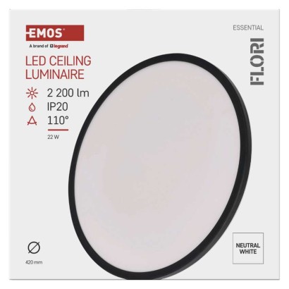 LED-Anbauleuchte FLORI rund, schwarz, 22W, neutralweiß