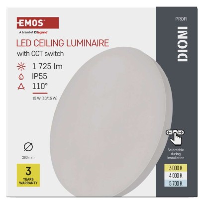 LED-Anbauleuchte DIONI rund, weiß, 15W, mit Farbtemperatur-Änderung
