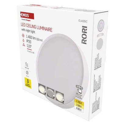 LED-Anbauleuchte RORI rund, weiß, 17W, mit Farbtemperatur-Änderung