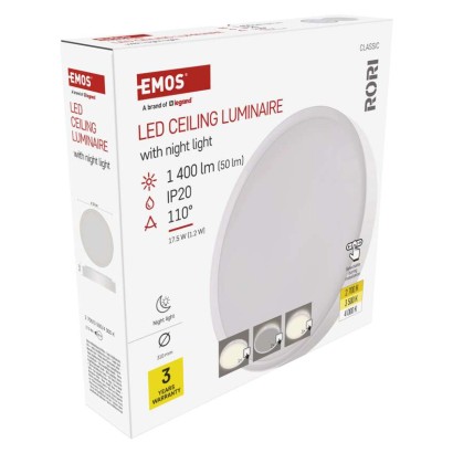 LED-Anbauleuchte RORI rund, weiß, 17W, mit Farbtemperatur-Änderung