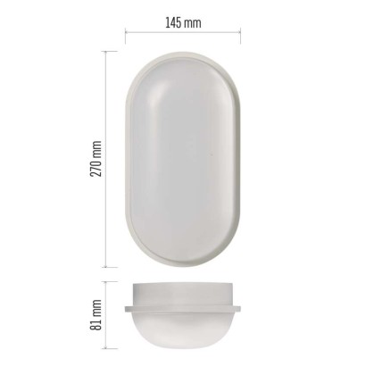 LED Wandleuchte, oval, weiss 20W neutralweiss, IP65