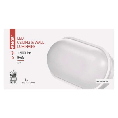 LED Wandleuchte, oval, weiss 20W neutralweiss, IP65