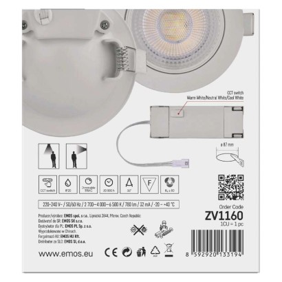 LED bodové svítidlo GERI 6,5W 780LM IP20 CCT bílá